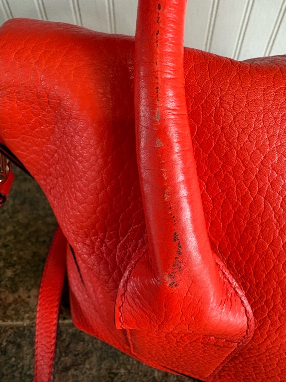 kate spade Orange Pebbled Leather Shoulder Bag with Tassel - Picture 5 of 10